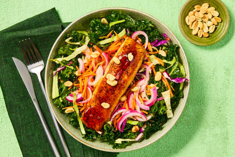 Sweet Soy-Glazed Salmon & Kale Salad