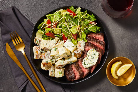 Herb Butter-Grilled Steak with Potato Salad