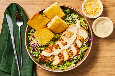 Broccoli-Kale Caesar with Chicken