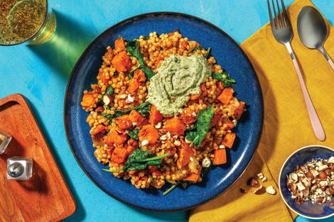 Golden Pumpkin, Haloumi & Pearl Couscous Medley