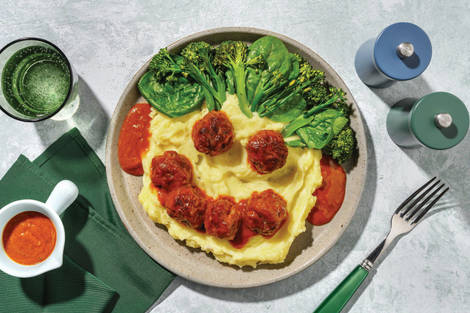 BBQ-Glazed Pork "Funny Face" Meatballs