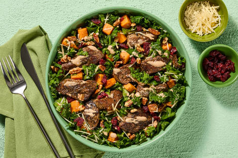 Warm Steak, Kale & Sweet Potato Salad