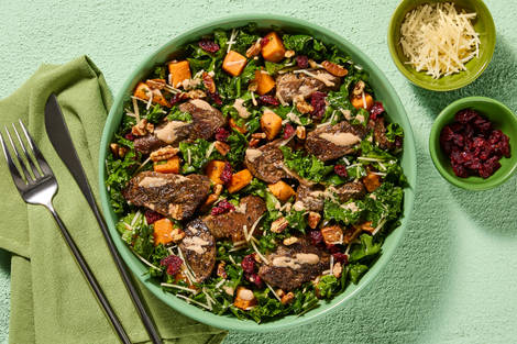 Warm Steak, Kale & Sweet Potato Salad