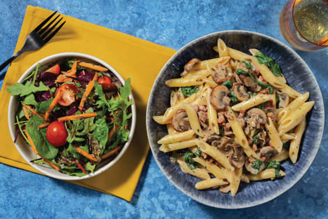 HelloHero: Creamy Bacon, Chicken & Mushroom Fusilli