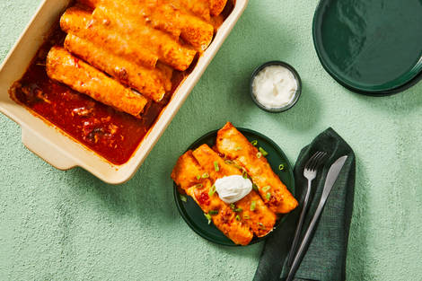 Cheesy Chicken & Black Bean Enchiladas