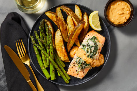 Stuffed Salmon with Creamy Spinach