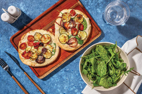 Roast Veggie & Bacon Flatbread Pizza Bianca