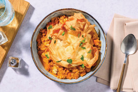 Indian Lentil & Cauliflower Dhal Filo Pie