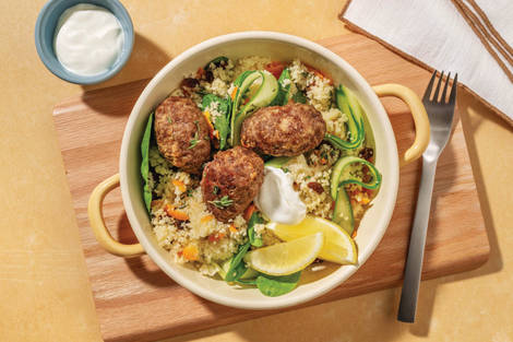 Quick Lamb Koftas & Cucumber Ribbon Couscous