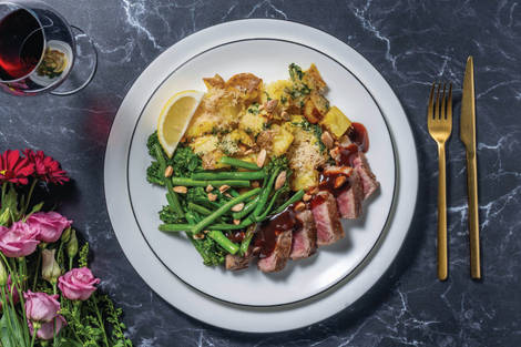 Cherry-Glazed Venison & Lemony Greens