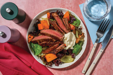 Easy Double Seared Beef Rump & Root Veggie Toss