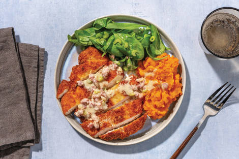 Crumbed Chicken & Creamy Bacon Sauce