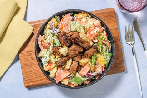 Quick Peri-Peri Beef Salad & Herby Dressing