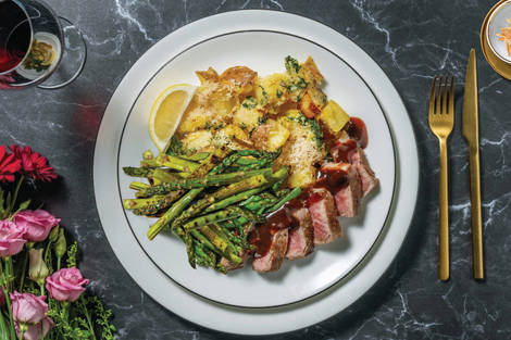 Cherry-Glazed Venison & Lemony Greens