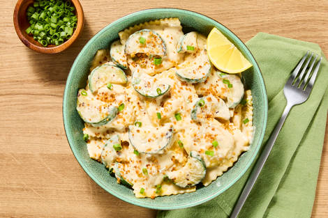 Ravioli & Chicken in Garlic Cream Sauce