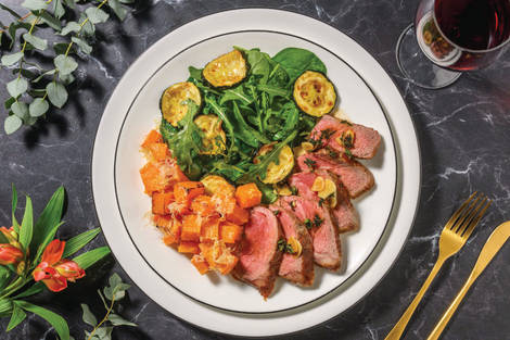 Porterhouse Steak & Cheesy Roast Pumpkin