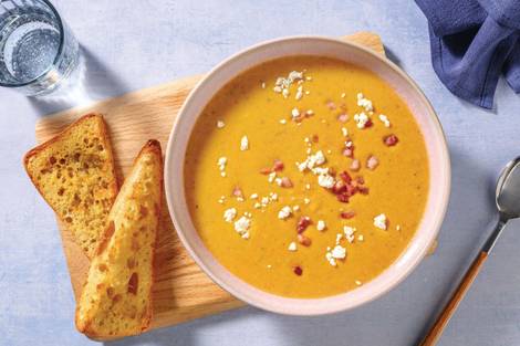 Hearty Roast Pumpkin & Plant-Based Crumbed Chick'n Soup