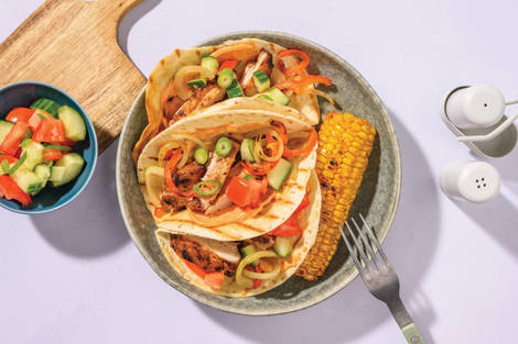 Grilled Chicken, Haloumi & Capsicum Fajita Tacos