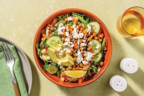 All-American Roast Chickpea, Chicken & Avo Salad