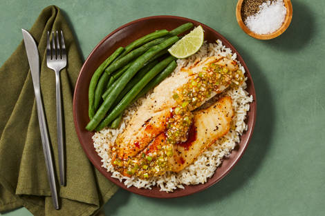 Tilapia with Scallion Sriracha Pesto