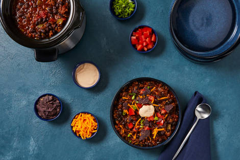 Slow Cooker Beef & Black Bean Chili Bar