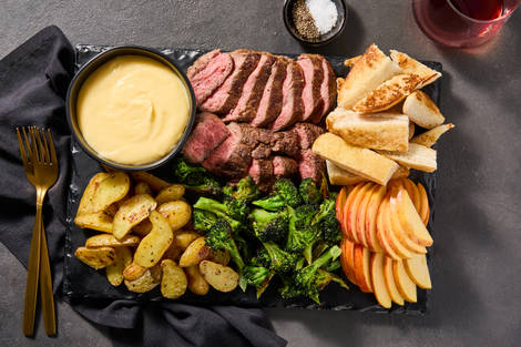 Beef Tenderloin & Cheddar-Gouda Fondue
