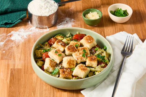 Homemade Ricotta Gnudi with Pesto