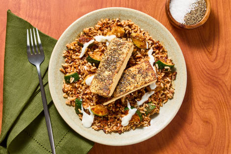 Za’atar-Crusted Halloumi & Mixed Grains