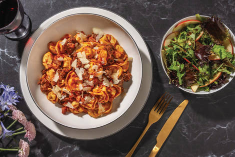 Beef Ragu & Spinach-Ricotta Presto Pasta