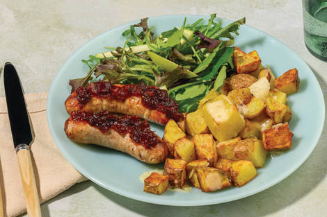 Herbed Pork Sausages & Tomato Relish