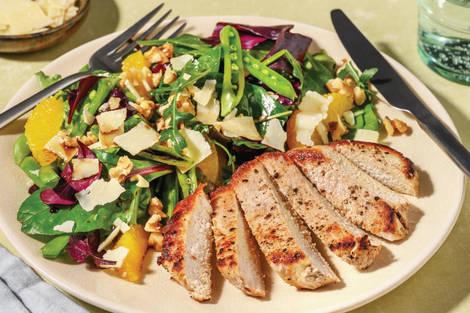 Seared Pork & Orange-Pea Pod Salad