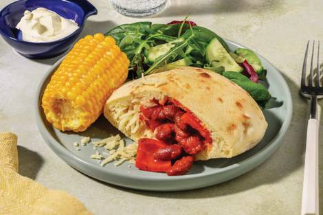 Cheesy Mexican Bean & Capsicum Pitas