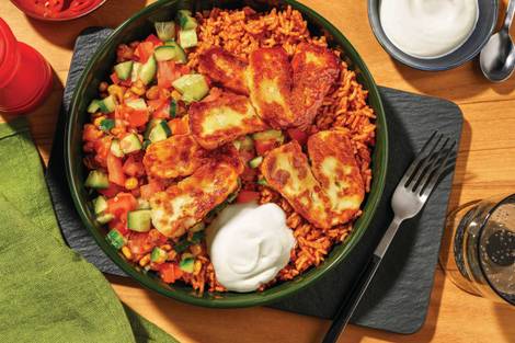 Mexican Rice & Glazed Haloumi Bowl