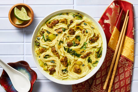 Spicy Coconut Curry Beef Noodle Soup