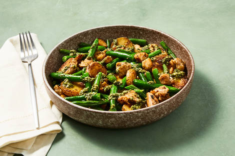 No Chop Pesto Chicken & Potato Skillet