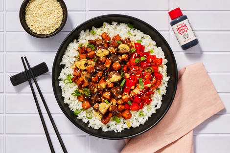 BBQ Shrimp, Sweet Potato, Mushroom Bowls