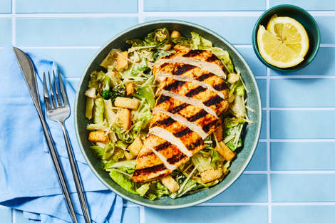 Dad’s Grilled Lemon Chicken Caesar Salad