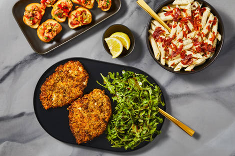 Chicken Milanese & Creamy Pesto Penne