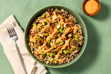 Chicken, Mushroom & Edamame Stir-Fry