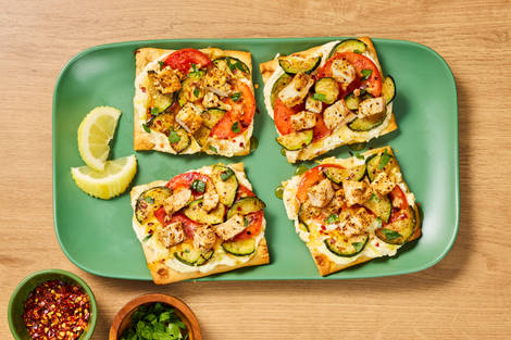 Chicken, Zucchini & Tomato Flatbreads