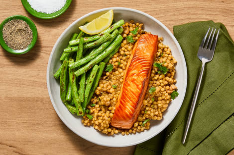 Lemony Herbed Salmon & Couscous Skillet
