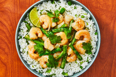 Spicy Green Coconut Curry with Shrimp