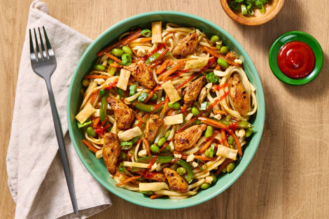 Chicken, Bell Pepper & Edamame Lo Mein