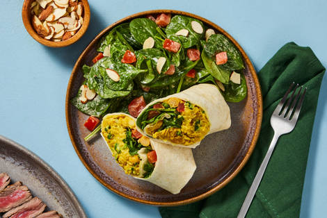 Steak & Curry-Spiced Chickpea Salad Wraps