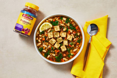 One-Pot Tofu Cannellini Kale Soup