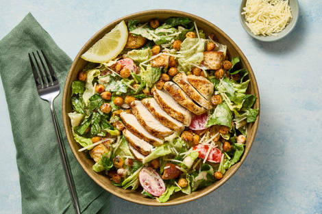 Roasted Chickpea & Chicken Caesar Salad