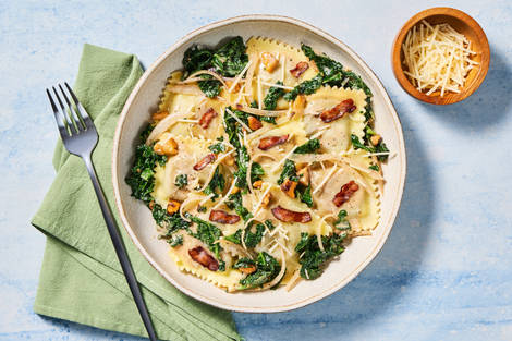 Mushroom Ravioli with Bacon