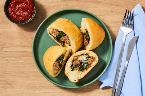 Cheesy Sausage & Mushroom Stromboli