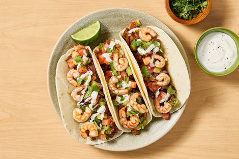 One-Pan Shrimp & Green Pepper Tacos