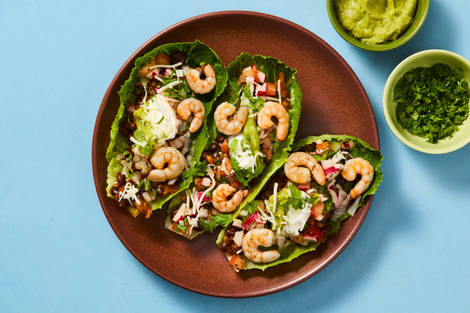 One-Pan Shrimp & Bean Lettuce Wraps